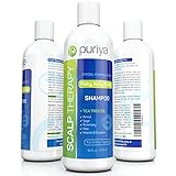 Puriya Sulfate Free Anti Dandruff Shampoo with Tea Tree Oil. 16 oz. Moisturizing and Gentle for Daily Use. Combats itchy, Flaky, Dry Scalp. Ideal for Psoriasis, Seborrheic Dermatitis, scalp eczema