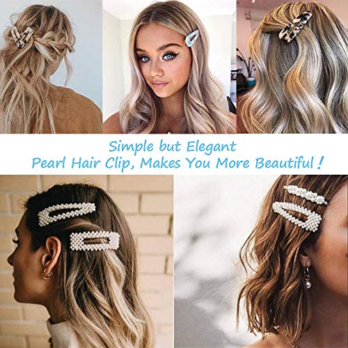 DC-BEAUTIFUL 12 Pcs Pearl Clips for Women Girl, Artificial Hair Pins Hair Barrettes Decorative Hairgrips for Party Work Wedding Daily Life (Mixed)