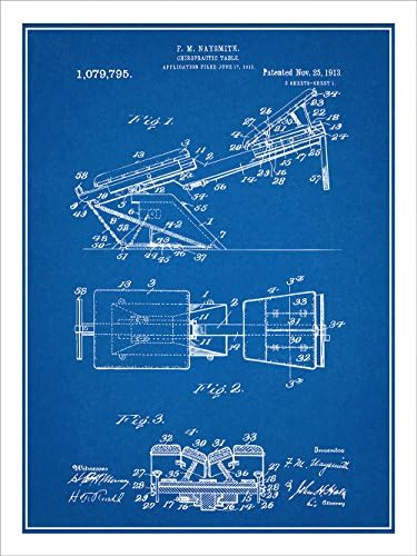 1913 Naysmith Chiropractic Table Patent Print Art Poster UNFRAMED Blueprint 18" X 24"