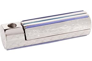 Yair Emanuel Folding Travel Hanukkah Chanukah Menorah Hammered Metal Shades of Blue (HTM-2)