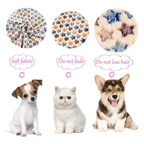 Comsmart Puppy Blanket Warm Dog Cat Coral Velvet Blankets Mat Bed Cover with Star Print Soft Pet Blanket for Puppies Kitties and Other Small Animals