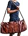 Jaald 26 Inches Leather Duffle Bag Travel Carry-on Luggage Overnight Gym Weekend Holdall Duffel Bag Men Vintage Brown