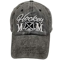 Waldeal Hats for Women Hockey Mom Embroidered Adjustable Baseball Hat Caps Black