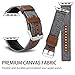 iHillon Bands Compatible Apple Watch 38mm/40mm 42mm/44mm Straps, Elegant Canvas Fabric with Genuine Leather Bands Compatible Apple Watch Series 4, Series 3, Series 2/1, Edition and Sport, Women Men
