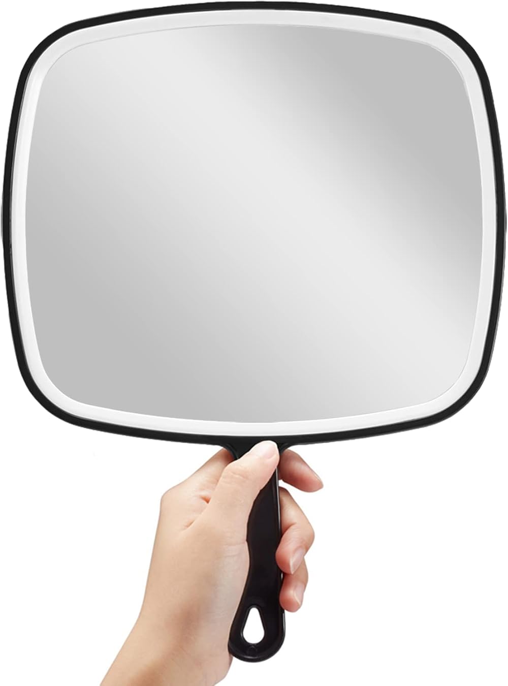 OMIRO Extra Large Handheld Mirror Black XL Square Handle HD Grooming Mirror