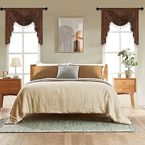 ELKCA Thick Chenille Window Curtains Valance for
