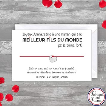 Uvacn Carte De Voeux Joyeux Anniversaire Maman Bracelet Porte Bonheur 1 Cœur Inox Enveloppe Fabrique En France Idee Cadeau Anniversaire Maman Mere Offert Par Son Fils Amazon Fr Jeux Et Jouets