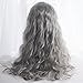 Long Wavy Lolita Wig Bangs - Natural Synthetic Hair Lolita Wig with Wig Cap For Women Cosplay and Daily Wear (Grey)