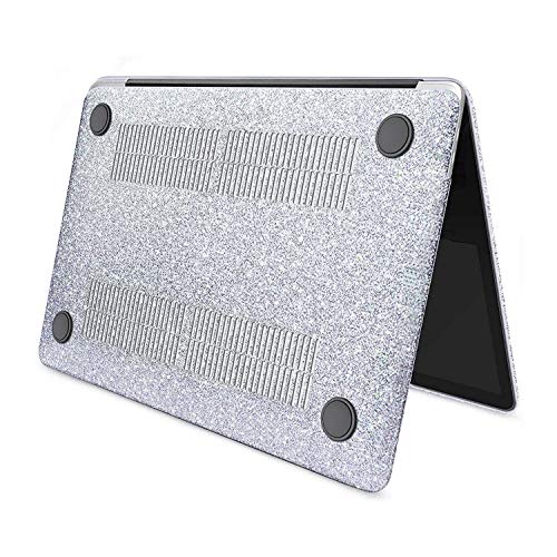 MacBook Air 13 Inch Case 2019 2018 Release A1932, Anban Glitter Bling Smooth Protective Laptop Shell Slim Snap On Case with Keyboard Cover Compatible for Mac Air 13 inch with Touch ID, Silver - Thumbnail 4
