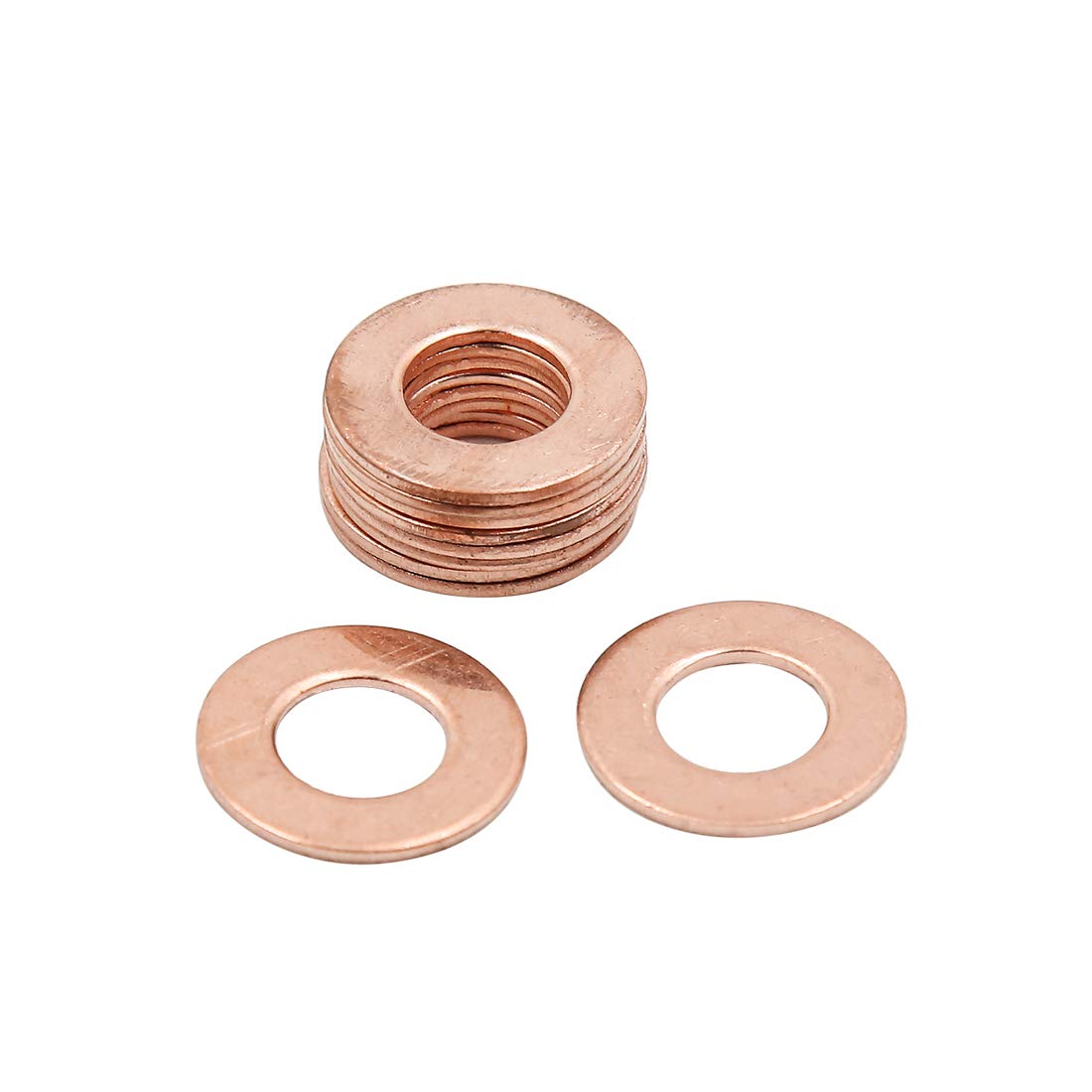 X AUTOHAUX 10pcs 9mm Inner Dia Car Copper Washers Flat Sealing Gaskets Rings — image 1
