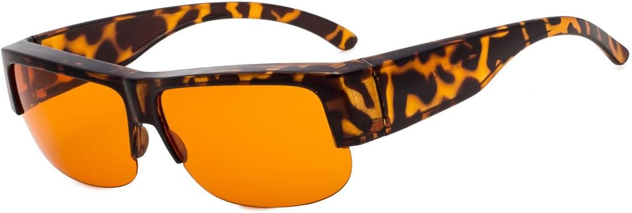 Eyekepper 100% Anti-Blue Light Blocking Computer Glasses,Fit Over Reading and Glasses Amber Lens Better Sleep for Men Women Gamers Gaming Office Tortoise