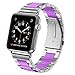 GreenInsync Apple Watch Bands 38mm Metal, Special Edition Stainless Steel Wristbands Metal Buckle Clasp Watch Strap Replacement Bracelet with Silicone Cover Purple for Apple Watch Series 3/2/1 2017