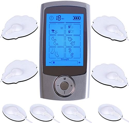 Tens Unit by Camkey Rechargeable Electric Massager with 16 Modes and 8 Pads Pulse Impulse Pain Relief Massager