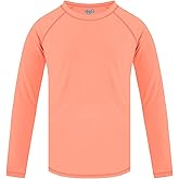 Girls Swim Shirts Peach Pink Long Sleeve Rash Guard Sun Protection UPF 50 T Shirts Rashguard Swimwear Fishing Water Shirts Quick Dry Cool Beach Clothes for Toddler 7-8Y