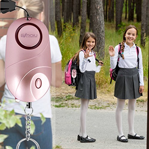 Personal Security Alarm with LED Light - Compact Emergency Keychain for Kids Women and Seniors Crime Prevention Warning (Pink+Black)