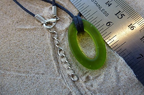 Ocean mystery surf beach sea glass yoga meditation karma oval small beautiful pendant aqua green handmade necklace, unisex surfing jewelry on a waxed cotton 26 inch cord