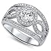 Oxford Diamond Co Micro Pave & Round Halo Style Cubic Zirconia .925 Sterling Silver Ring Sizes 5-10