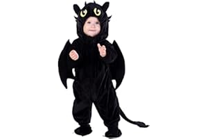 HSCTEK Baby Dragon Costume, Infant Animal Cosplay Newborn Boys Girls, Toddler Halloween Onesie Clothes 18-24 Months, Black