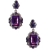 LARGE Art Deco Antique Vintage Retro Style Royal Purple Amethyst Rhinestone Bridal Bridesmaid Wedding Prom Pageant Drag Queen Statement Cluster Earrings