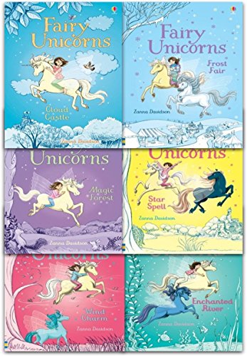 Usborne Fairy Unicorns Collection 6 Books Set by Zanna Davidson (Star Spell, Frost Fair, Enchanted River, Wind Charm, Cloud Castle, Magic Forest)