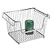 mDesign Stackable Metal Basket for Kitchen Storage - Large Wire Farmhouse Bin Basket w/Handles for Pantry - Stacking Wire Basket Organizer for Food, Drinks - Hyde Collection, 3 Pack, Silver