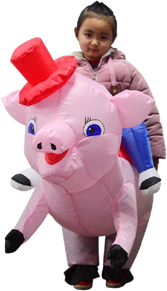 Inflatable Costume Kid Ride on Pig Animal Fancy Dress (Pink Pig)