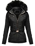 Luna Flower Women's Quilted Padding Hoodie with Fur Lining Zip Up Jackets