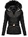 Luna Flower Women's Quilted Padding Hoodie with Fur Lining Zip Up Jackets