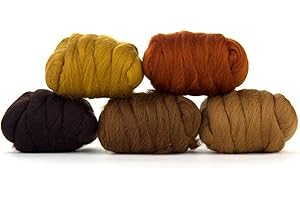 Revolution Fibers | Mixed Merino Wool Variety Pack | Perfect Wool Roving for Spinning, Needle Felting, Wet Felting, Weaving and Crafting (Barky Brown (Browns), 250 Grams)