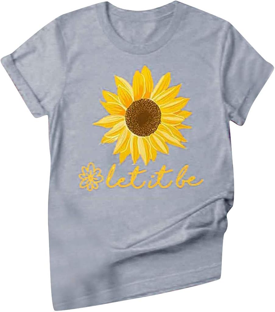 Women's Cute Sunflower Graphic T Shirts Letter Prin Casual Shirt Top for Women Sunflower Graphic Tee Shirts Top
