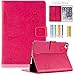 iPad Mini Case-LittleMax Smart Embossed PU Leather Case Pure Color [Magnetic Closure] Stand Case with [Cards Holder] for Apple iPad Mini 3 2 1 [Free Cleaning Cloth,Stylus Pen]-#1-Red Butterfly