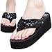 Platform Sandals Flip Flops Wedge Sequin for Women Beach Silver Black Red