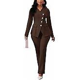 Pant Suits for Women Dressy Long Sleeve Blazer Jackets and High Waisted Wide Leg Pants Sets 2 Piece Work Outfit 2025