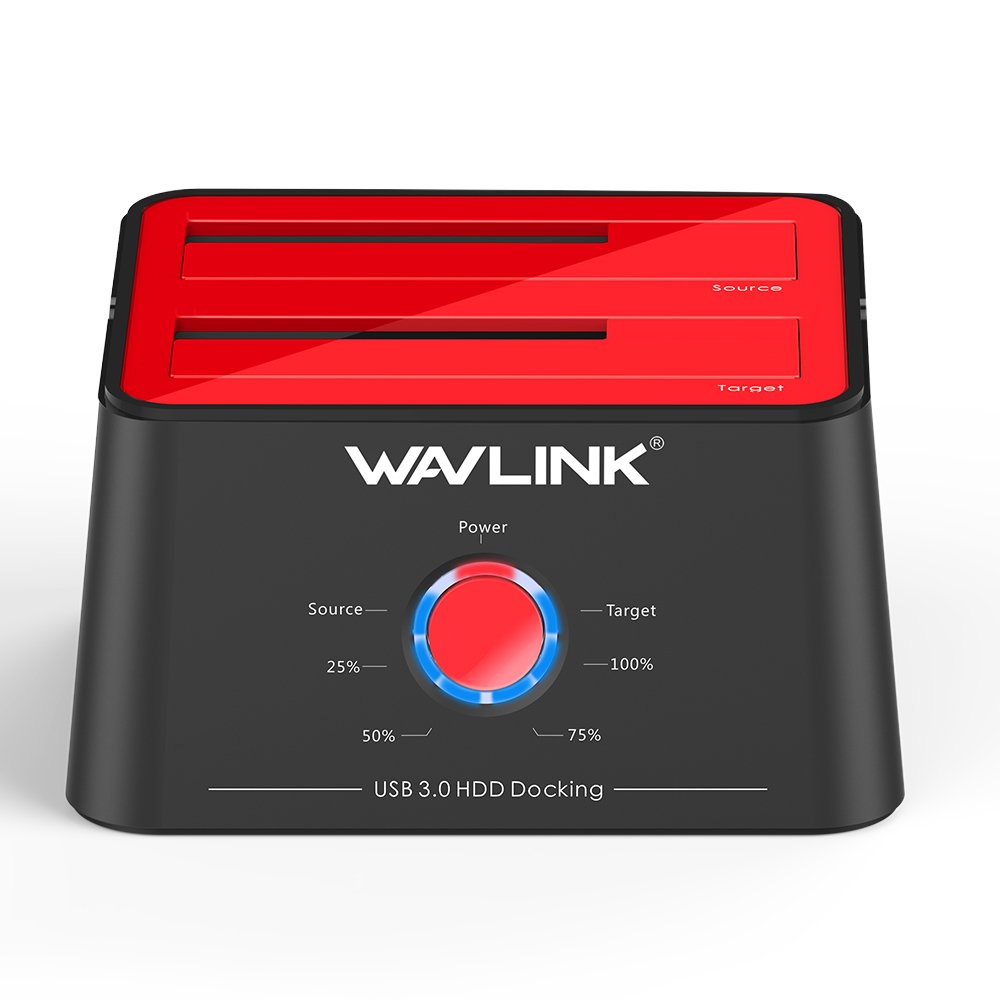 WAVLINK USB 3.0 to SATA Dual-Bay External Hard Drive Docking Station with  UASP for 2.5/3.5-inch HDD SSD, Hard Drive Duplicator Offline Clone Function  (2 x ...
