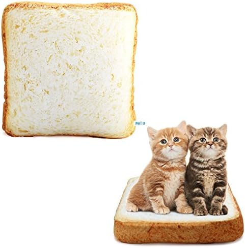 Petbus Cat Dog Bed Mat Pet Mattress Pad Creative Toast Bread Foam Cushion for Cute Animal Catty and Doggy Sleeping Playing Resting (Down)