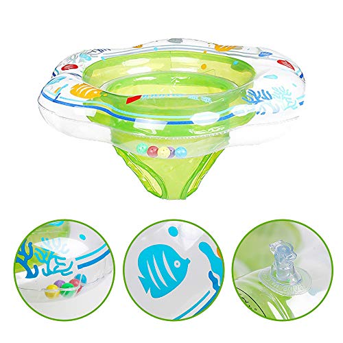 TSYAN Inflatable Baby Swimming Pool Float Ring with Safely Seat Double Airbag Swim Bath Water Toys Beach for Swim Training Kids Toddler Boys Girls Baby (Blue) - Thumbnail 2