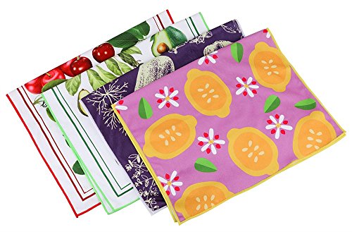 Winthome Set-6 Ultra-Absorbent Printed Microfiber Tea Towel Kitchen Towel - Thumbnail 3