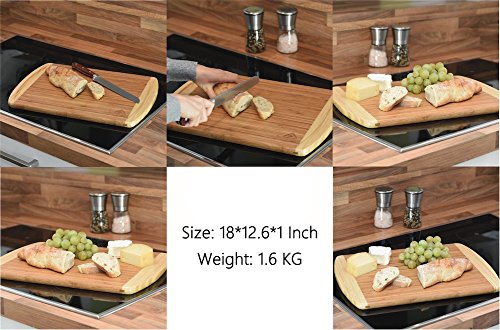 Organic Bamboo Chopping Board By Ancona, Kitchen Wood Cutting Serving Board, Carving Breadboard Plate with Juice Groove 18x12.6 Inch