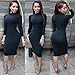 ALAIX Women Sexy Turtleneck Long Sleeve Stretchy Bodycon Tight Pencil Midi Dress