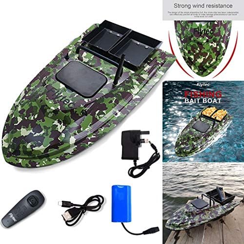 Flytec 2019 Latest Release Fishing Bait Boat Multifunctional Remote Control 1.5kg Loading - 2pcs Fish Tanks - Double Motor -500M/1640FT Remote Control RC Fish Bait Boat (Camouflage)