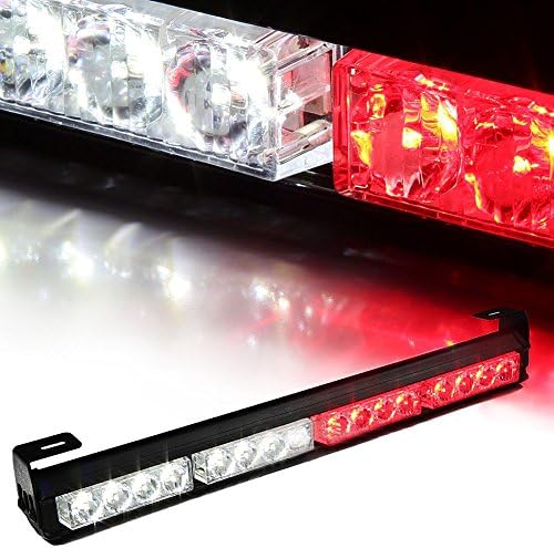 18" 16 LED Emergency Strobe Light Bar for Advisor Vehicle Traffic Warning with 7 Flashing Modes - Red&amp;White