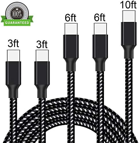 Vanzon USB C Cable, 5Pack 2x3FT 2x6FT 10FT, Nylon Braided USB C to USB A Charger Cord, Fast Charging Type C Cable Compatible Samsung Galaxy S9 S8 Plus Note 9/8, LG V30, G6, G5, Pixel 3 XL, and More