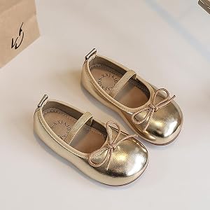 Girls Bowknot Mary Jane Flats Soft Rubber Sole Toddler Little Kids Walking Shoes Princess Wedding School Dress Shoes