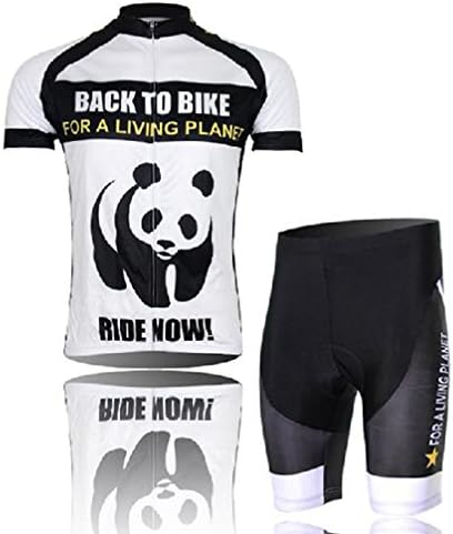 Bicycleworld men's Short Sleeve Cycling Jersey 3D Padded Shorts Set Panda Size S