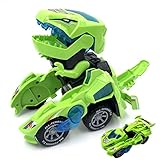 Kidsonor Kids Transformed Dinosaur Robot Car, Electronic Dino Robot Vehicle Car Toy Battery Power with LED Light Music (Green Dino)