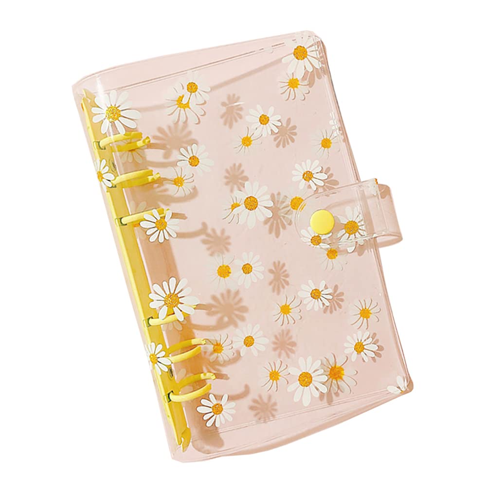 A6 Daisy 6 Ring Binder Covers PVC Notebook Cover Protector Loose Leaf Folder Binder Planner Covers with Snap Button Closure Yellow