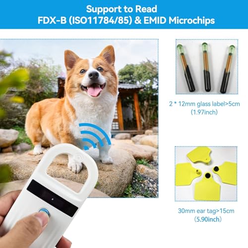 Pet ID Reader, Pet Tag Display Pet Chip ID Scanner Pet ID Scanner Portable RFID EMID Reader for Pets