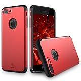 iPhone 7 Plus Case, Fashion [Metal Appearance] Design [Scratch Resist] [Double Protection] Shockproof Slim Fit Case Cover for Apple iPhone 7 Plus (2016) - Red