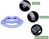 ENUOLI LED Lips Neon Light Sign Blue Battery/USB Operated 27.5x14cm Wall Decor view 7