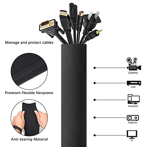 Migeec Cable Management Sleeve,4 Packs Cord Organizer & Cable Hider for TV / Computer / Home Entertainment,Black Wire… - Image 3